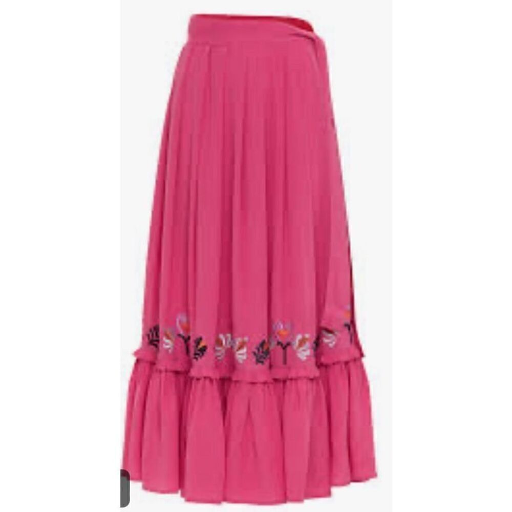 Carolina K. Rosa Embroidered Skirt in Shocking Pink NWT Size Small